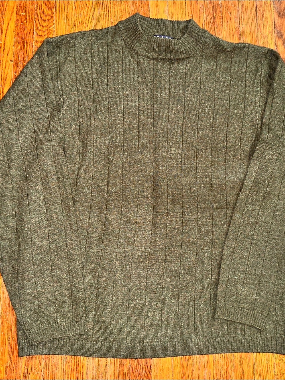 Vintage Men’s Medium Trader Bay Merino Wool Blend Green Preppy Sweater
